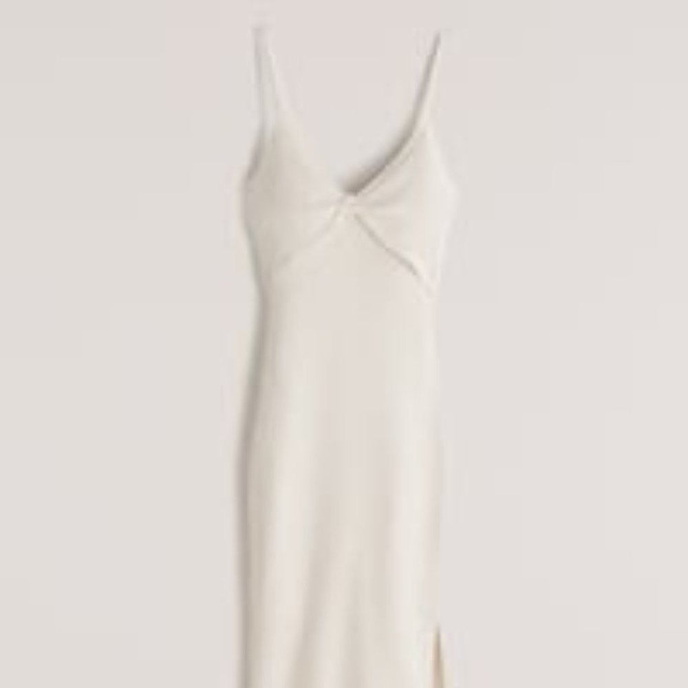 Twist Front White Knit Midi Abercrombie Dress Size S
